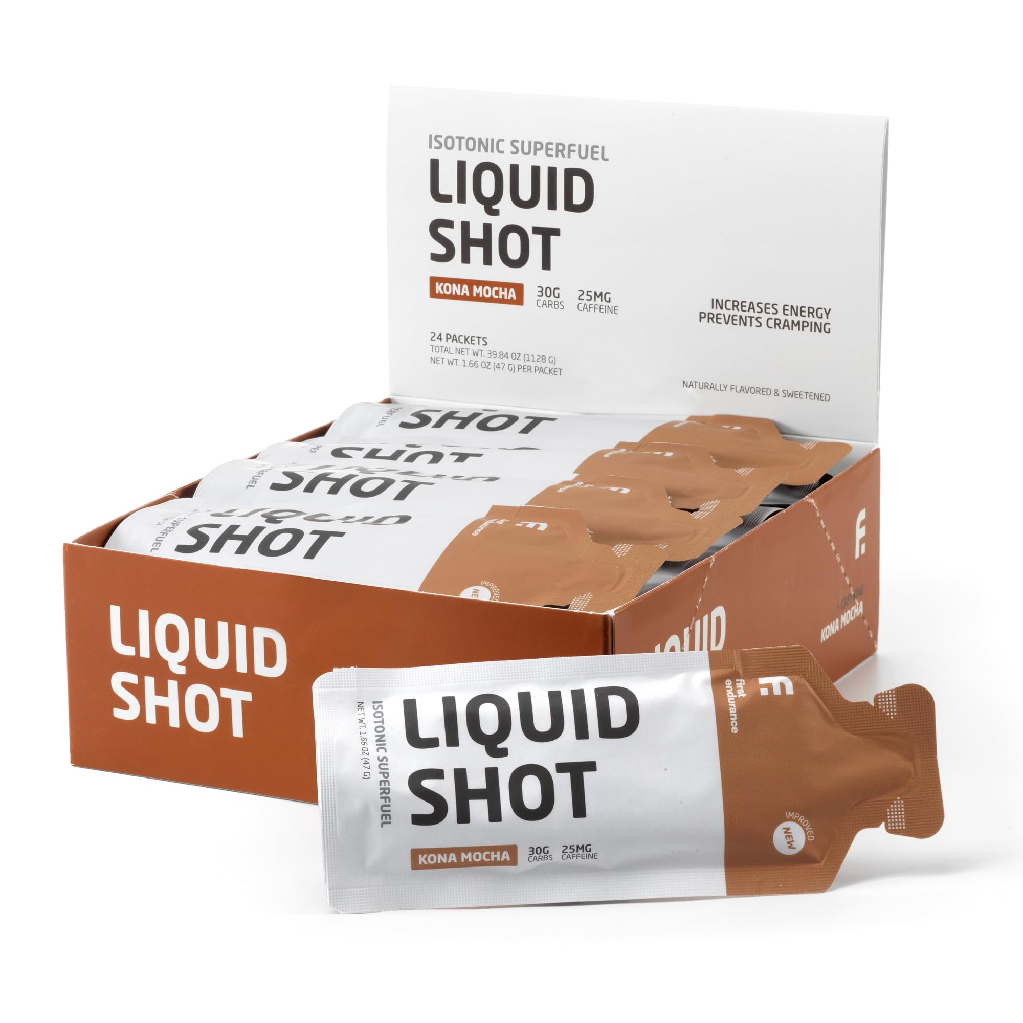 Amazon.com : FIRST ENDURANCE Liquid Shot - Running, Cycling, Triathlon Fuel for Instant Energy and Cramp Relief | Electrolytes, High Carb | Liquid Energy for Endurance Sports | Kona-Mocha w/25mg of Caffeine : Amazon.com : FIRST ENDURANCE Liquid Shot - Running, Cycling, Triathlon Fuel for Instant Energy and Cramp Relief | Electrolytes, High Carb | Liquid Energy for Endurance Sports | Kona-Mocha w/25mg of Caffeine :