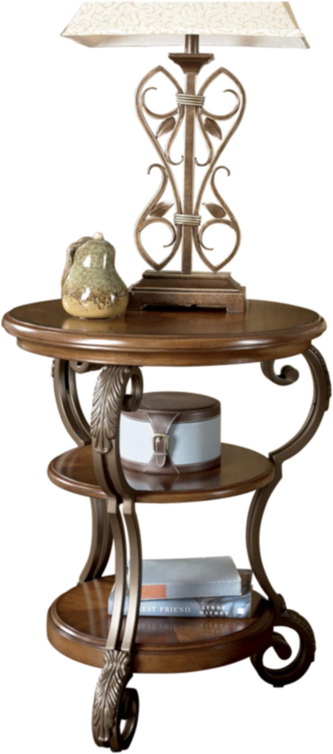 Ashley Furniture Signature Design - Nestor End Table - Traditional Vintage Style - Round - Medium Brown