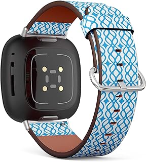 CJBROES Replacement Leather Watch Band, Compatible with Fitbit Versa 3 and Fitbit Sense of Wristband Bracelet Accessory - Ornament Blue