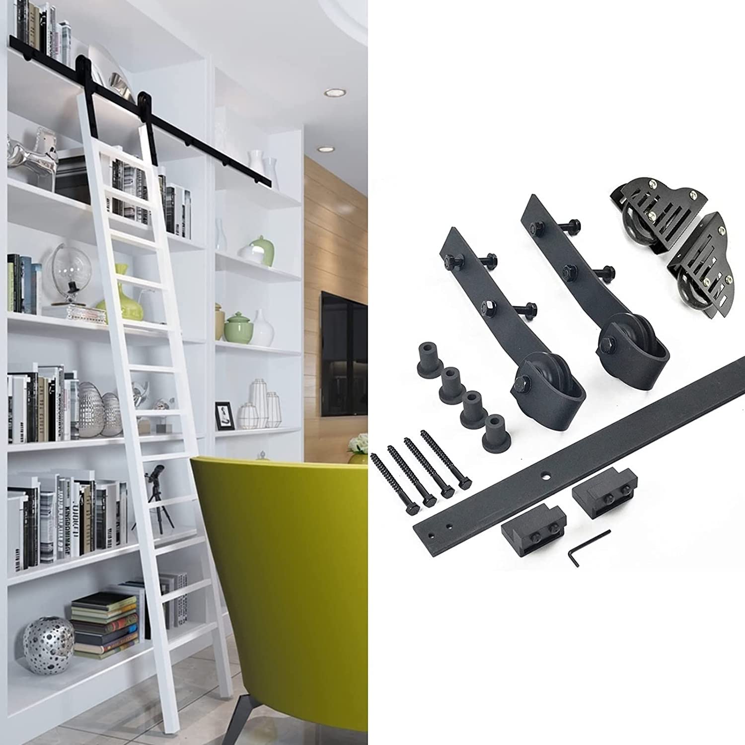 Kit de quincaillerie pour échelle coulissante en acier noir