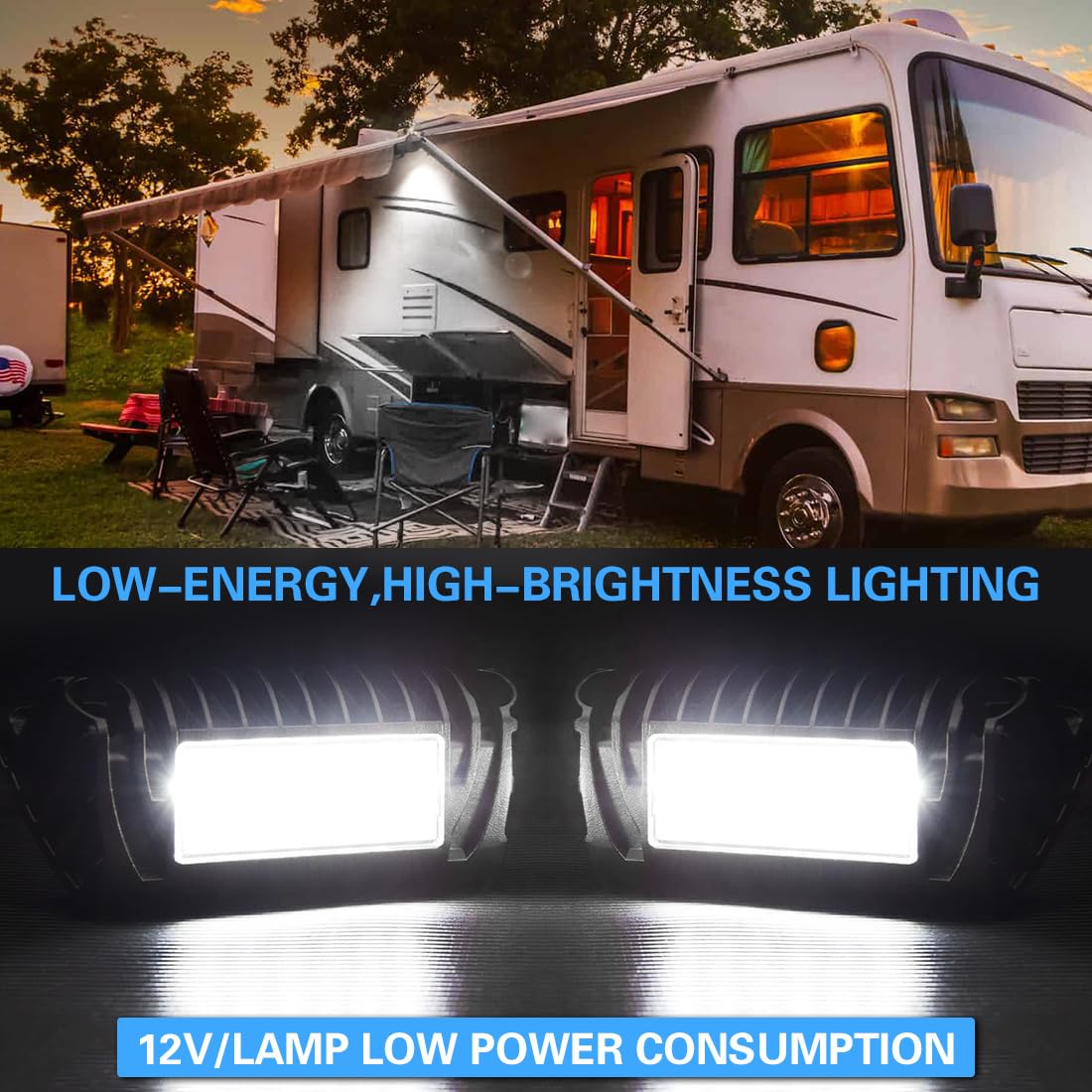 5" Luci per tende da sole, luci a LED da 12 V per camper, roulotte e caravan