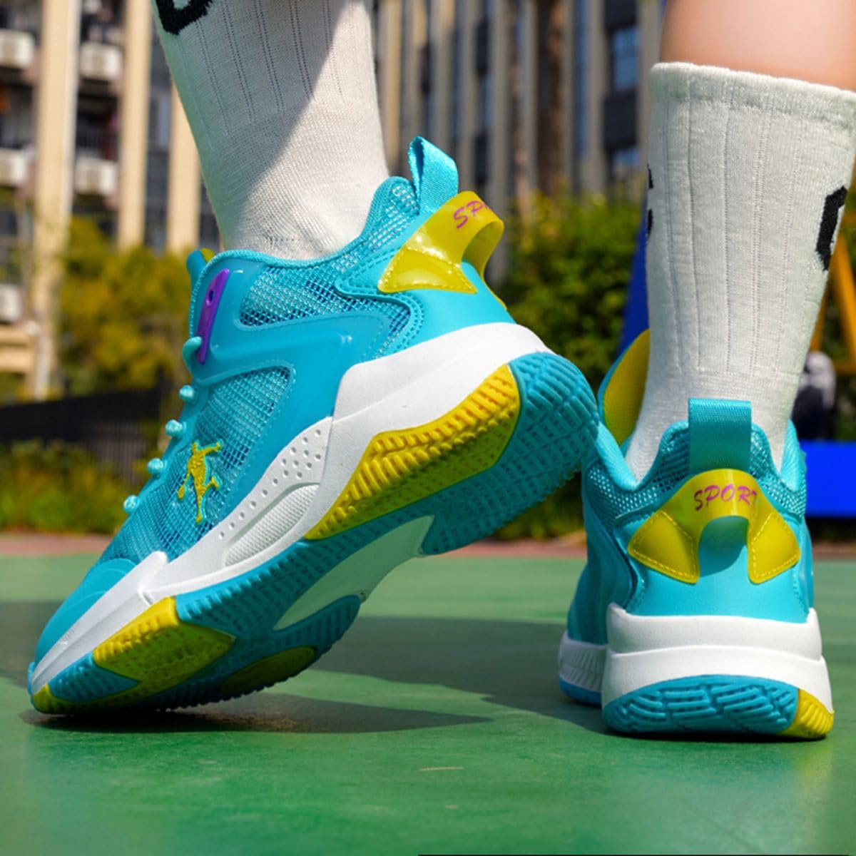 Zapatillas de Baloncesto para Niños y Niñas, Calzado Deportivo, Talla 35 EU, Color Turquesa