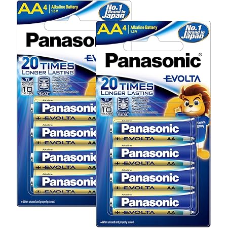 Panasonic Evolta AA Alkaline 1.5V Battery, 20 Times Longer Lasting Than Standard zinc Carbon Batteries,Anti-Leak Seal,Protects Power for up to 10 Years-Pack of 8