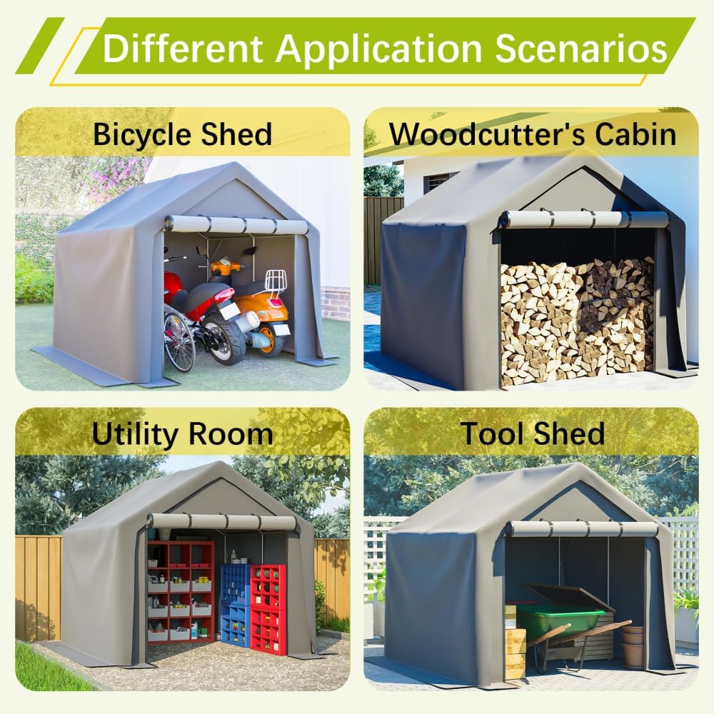 Heavy-Duty Outdoor Canopy Tent with Waterproof Polyester Top and Rust-Resistant Steel Frame for Patio, Backyard, or Event Use (08 * 08FT+Grey + PE)