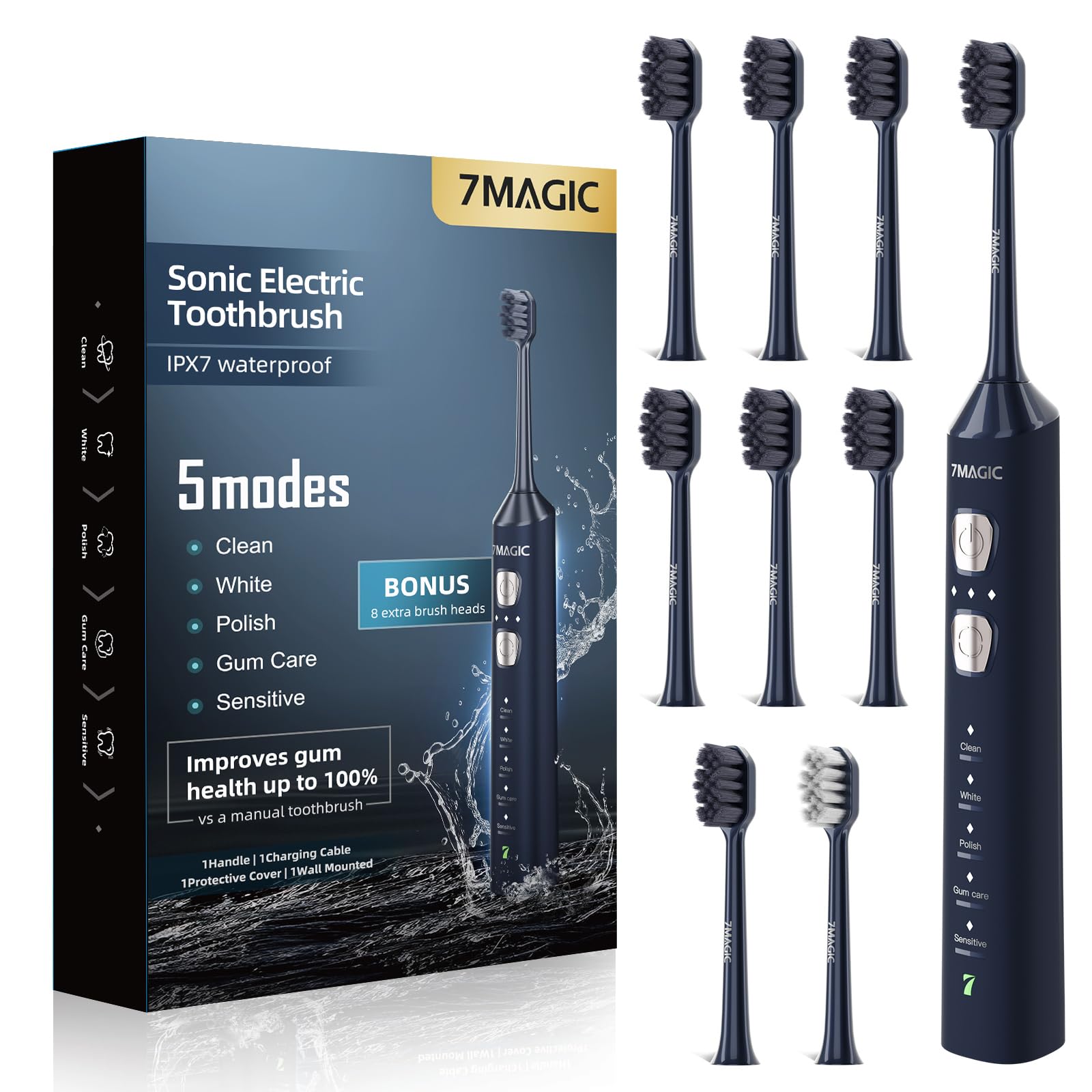 Amazon.com: 7MAGIC Sonic Electric Toothbrush for Adults and Kids