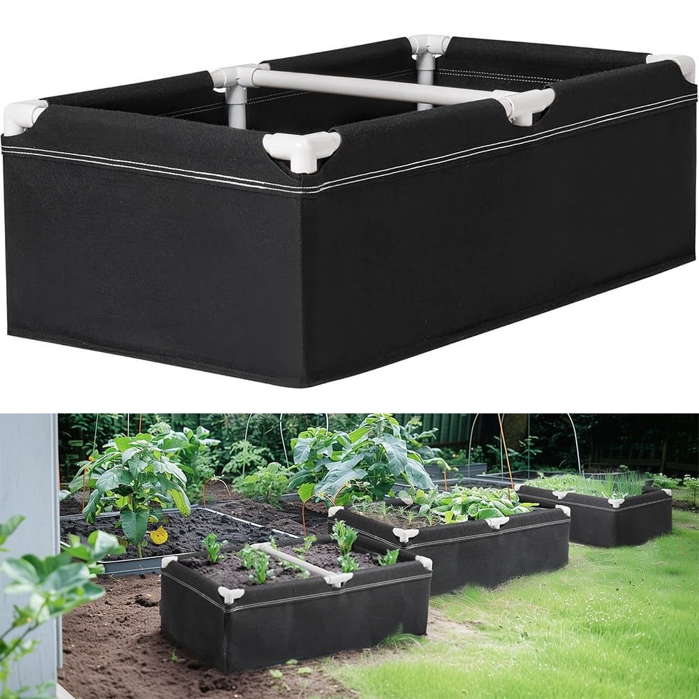 Minhe Cama de jardín elevada de tela no tejida, bolsa de cultivo portátil para verduras, hierbas y uso al aire libre (100 x 50 x 30 cm)