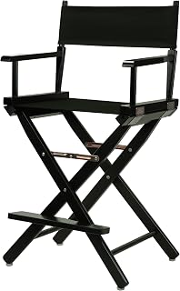 Casual Home 24" Counter Height Director's Chair - Black Solid Wood Frame & Canvas, Foldable Portable Classic Seating