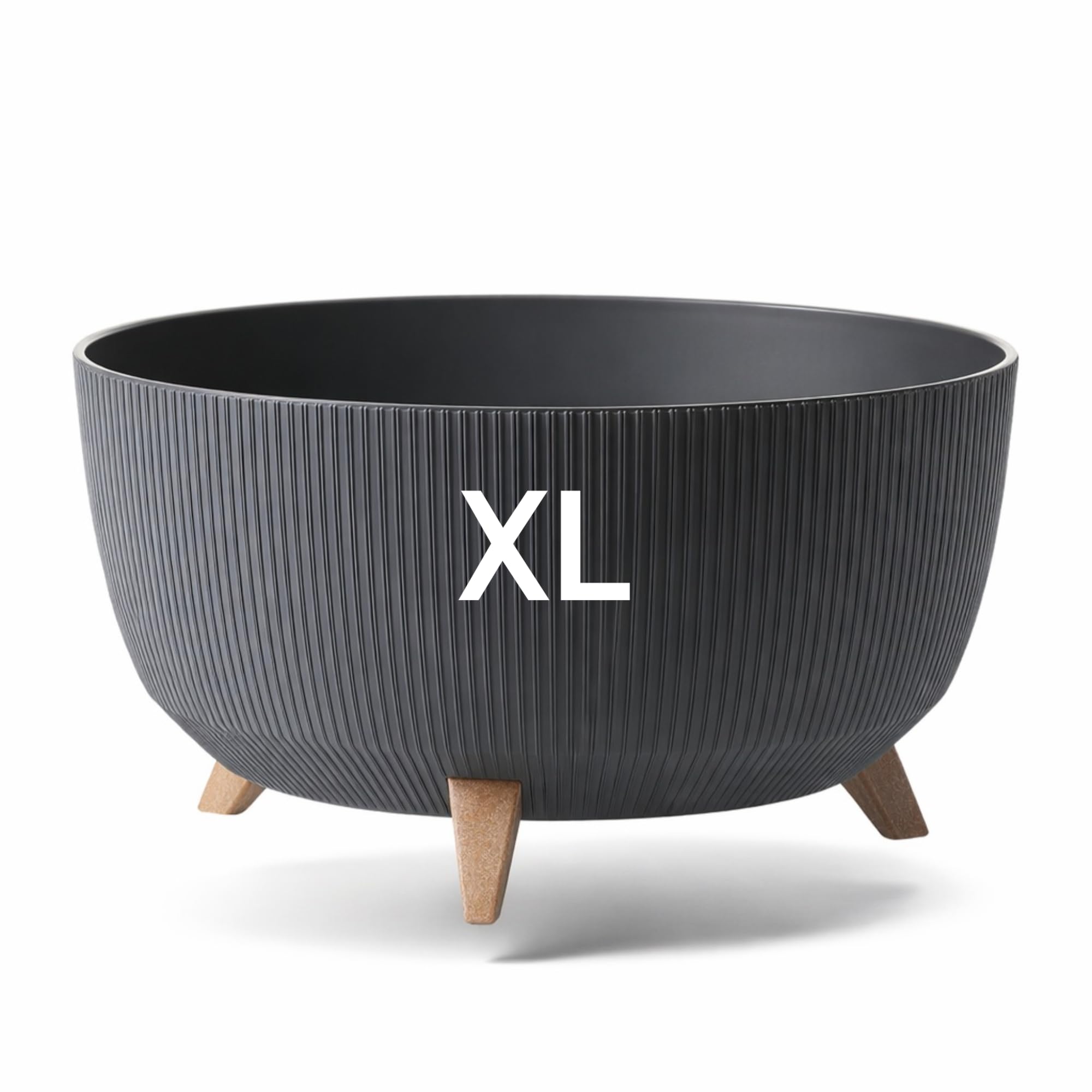 MELTOM Blumentopf Schale mit Füßen Einsatz Kräutertopf Übertopf Pflanzschale Eco Recycled Anthrazit XL 47 cm