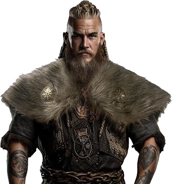 HiiFeuer Viking Artificial Fur Shawl Barbarian Fur Collar, Cosplay Wrap Medieval Costume Cloak, Retro Cape for LARP