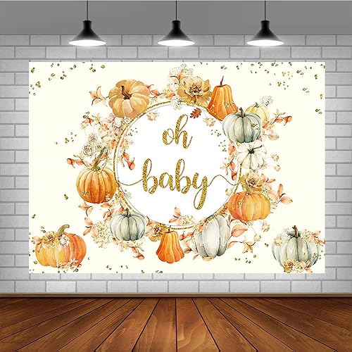 Miniatura 4 de Sendy Telón de fondo de otoño Oh Baby de 7 x 5 pies para baby shower, niños o niñas, calabazas, baby shower, fotografía, fondo, pequeña calabaza,