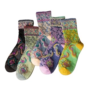 Vintage Style Crew Socks with Cute Floral Cuff for Women - Amazon product rated Grade A