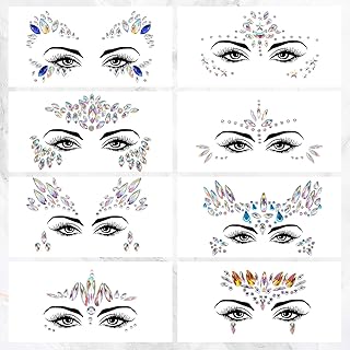 Gesicht Edelsteine, 8 Stück Strass Temporäre Tattoo Schmucksteine Selbstklebend Temporäre Tattoos Gesichts Aufkleber für G...