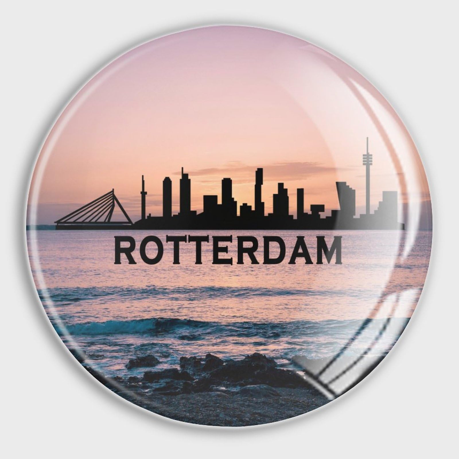 Aimants en verre Rotterdam Skyline pour réfrigérateur et tableau blanc - Lot de 4
