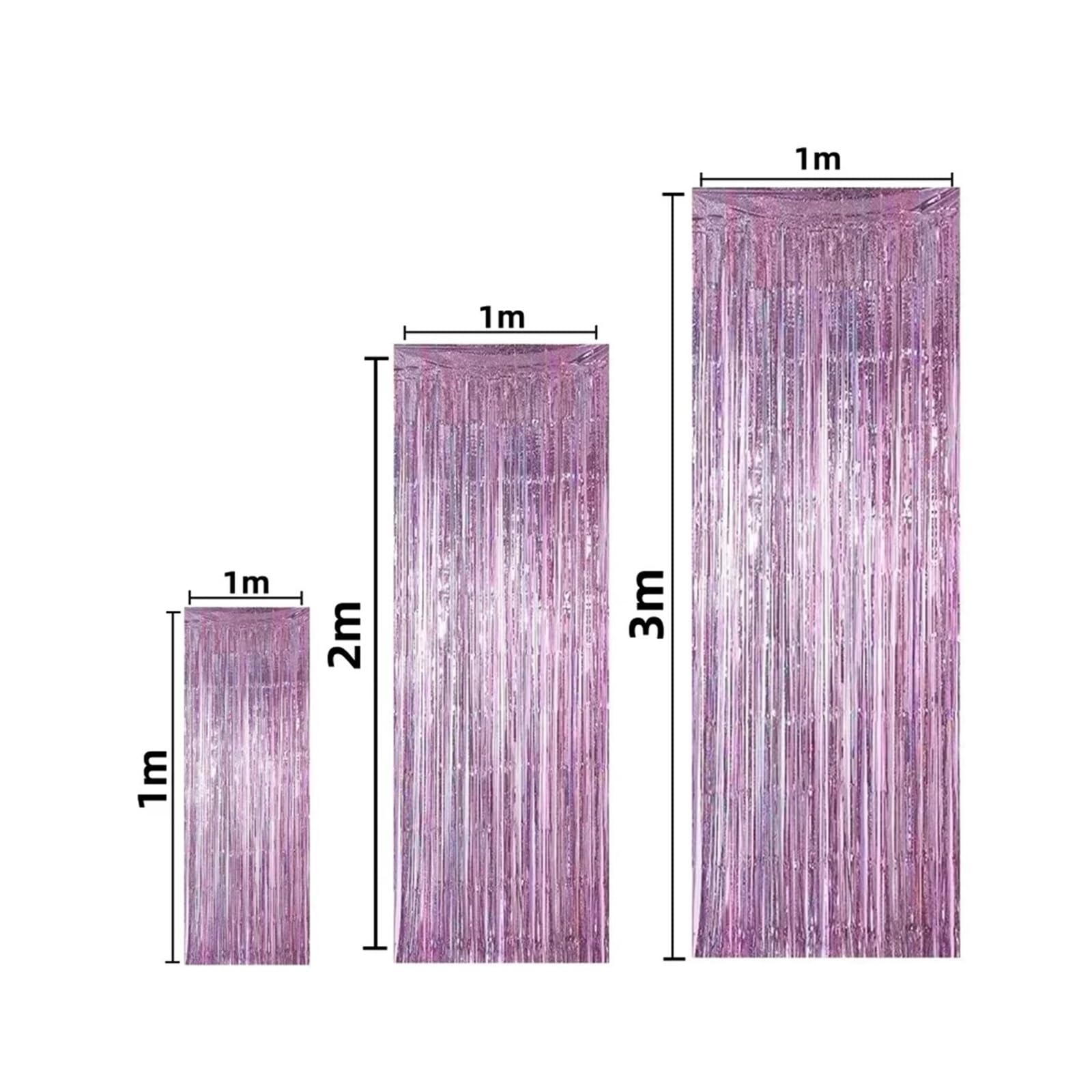 Lot de 5 rideaux à franges en aluminium pour toile de fond de fête, cabine photo, mariage, remise de diplôme, anniversaire, Noël (rosé, 3 m)