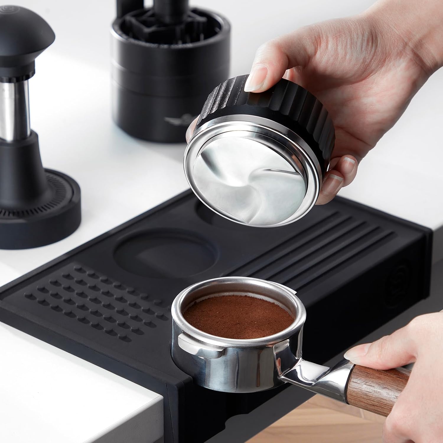 zeroHero 58mm Gravity Coffee Distributor – Self-Leveling Espresso Distributor with 3-Blade Design, Adjustable Depth Leveler for Barista