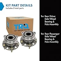 Vista 203 de TRQ Juego de 2 rodamientos de rueda trasera y conjunto de cubo con sensor ABS compatible con Ford Transit Connect 2014-2018
