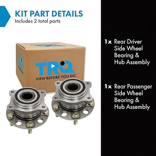 Vista 203 de TRQ Juego de 2 rodamientos de rueda trasera y conjunto de cubo con sensor ABS compatible con Ford Transit Connect 2014-2018