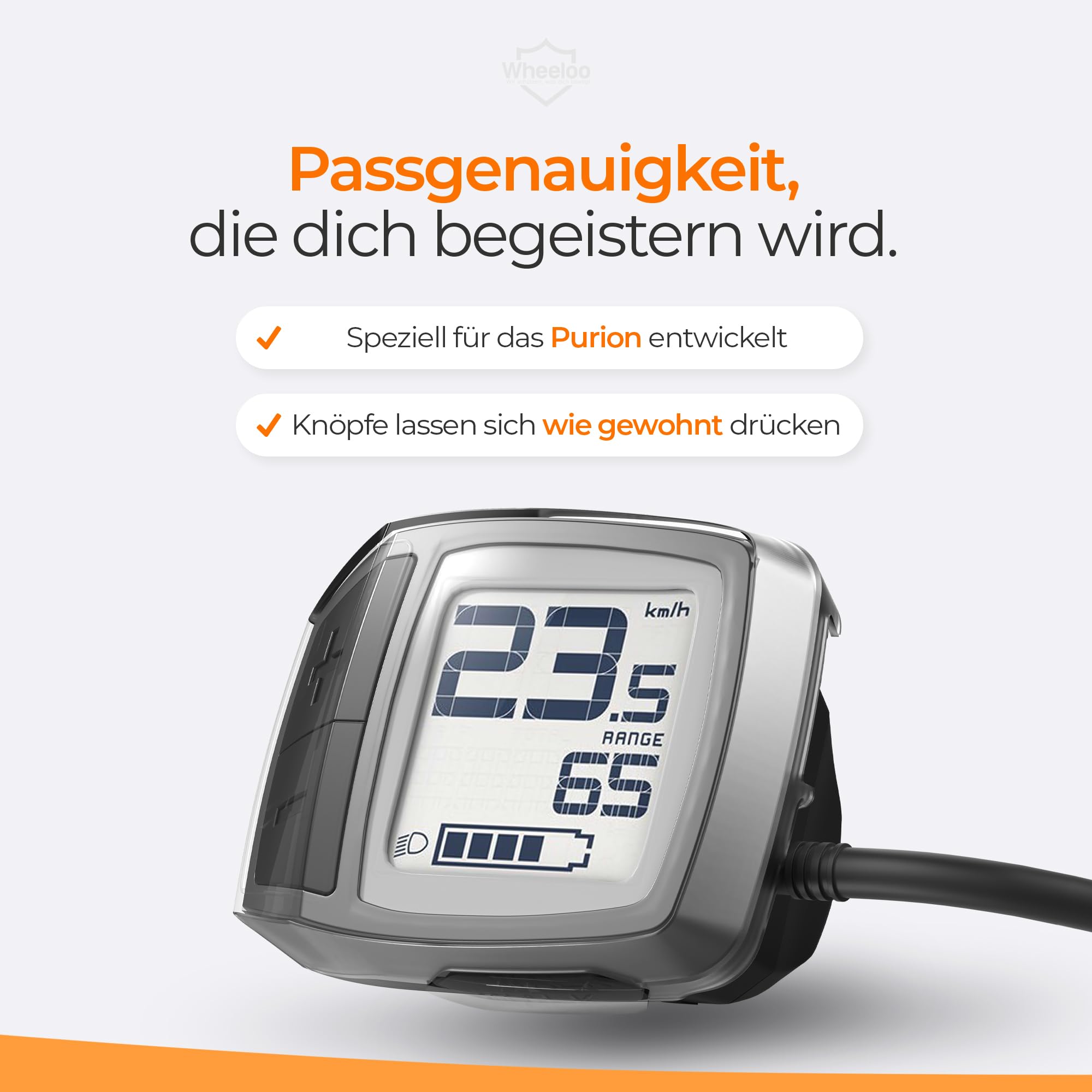 Wheeloo Transparente Schutzhülle für Bosch Purion Bedieneinheit 100% Durchsichtig I Schutz gegen Kratzer & Wasser I E-Bike Displayschutz