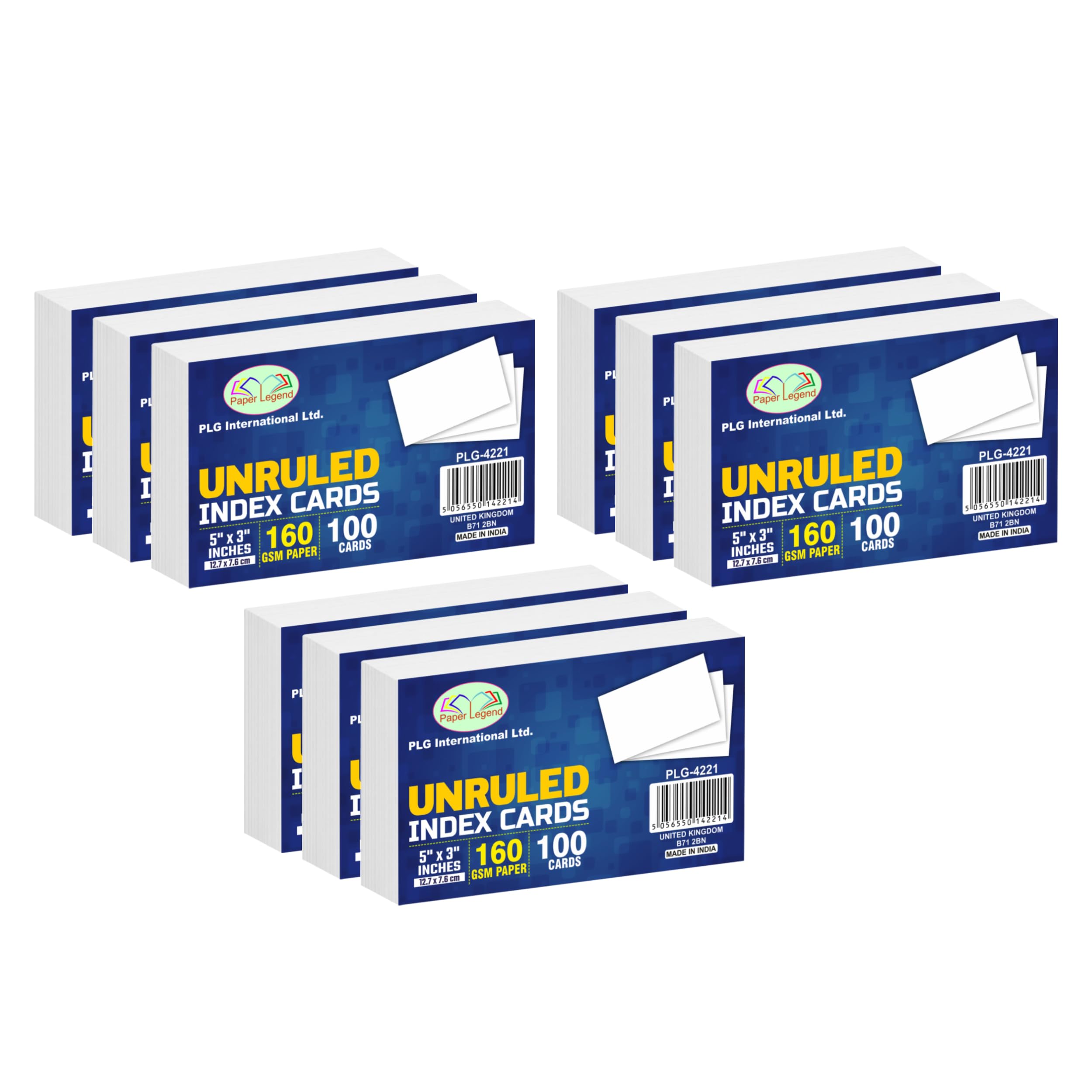 FotoStation 5 X 3 Inches Unruled Index Cards 160gsm White Blank Flash Cards Unlined Revision Cards Record Cards Cue Card Great for Study, Projects & Notes (Pack of 900)