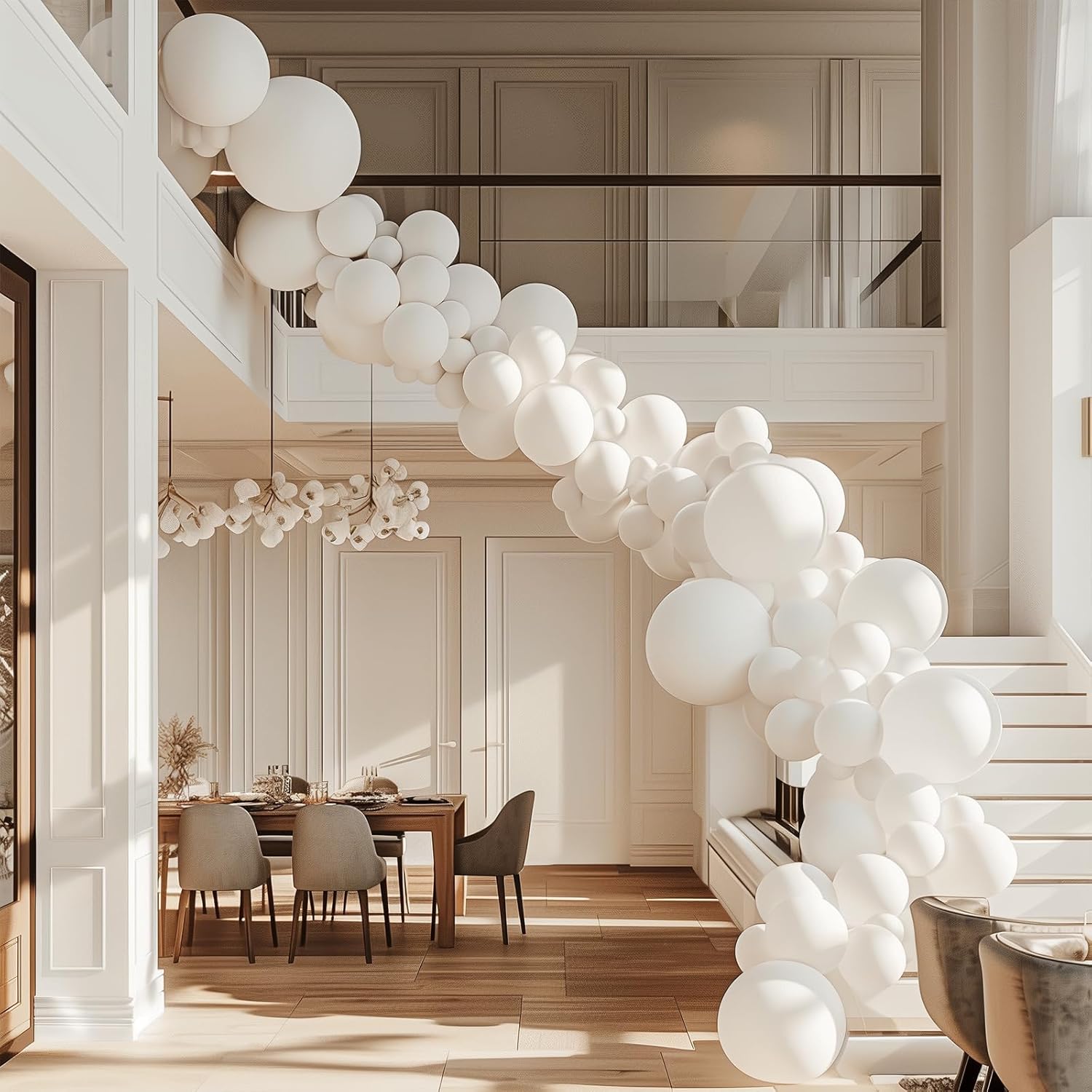 RUBFAC 145pcs White Balloons Latex Balloons 18 12 10 5 Inch Party Balloon Kit Different Sizes for Birthday Party Wedding Balloon Graduation Baby Shower Decoration