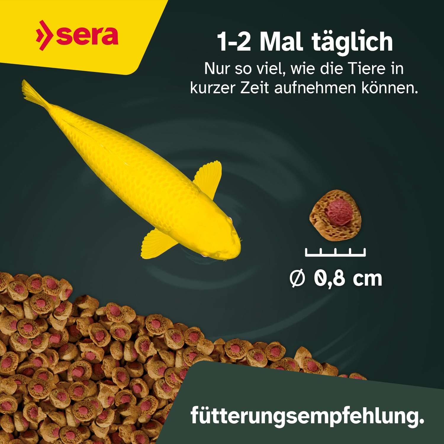 sera Koi Professional Summer 21 L (7 kg) | Energiereiches Fischfutter für aktive Fische im Sommer | Koi Futter für Temperaturen über 17 °C | Koifutter mit Ring-Kern-Pellets | Fischfutter Teich