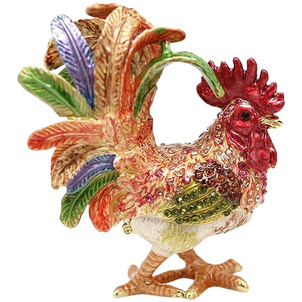Hrippy Multicolor Rooster Ring Gift Box Decorative Portable Jewelry Box Animal Trinket Box Ring Holder Unique Present For Home Decor