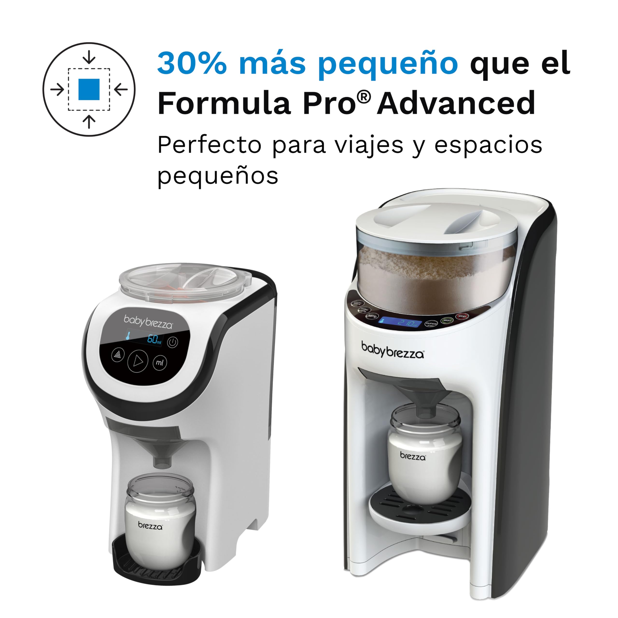 Baby Brezza Formula Pro Mini - Preparador de Biberones Automático - Dispensador de Leche en Polvo Compacto y Portátil - Compatible con Fórmulas - Calienta Biberones