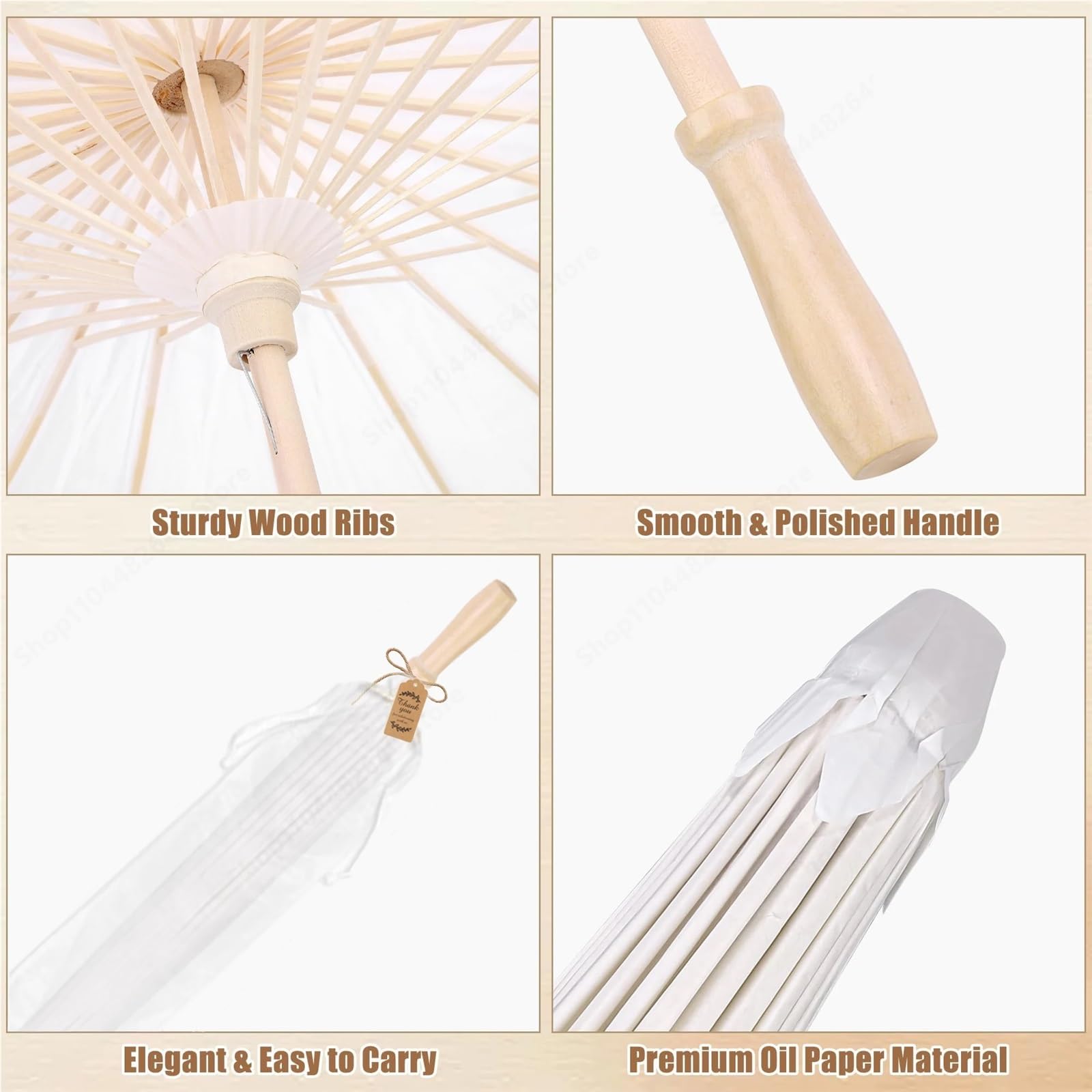 Ombrello Bianco Da Sposa 6-120 set di ombrelli carta da 33 pollici for ombrellone matrimonio, bianco, regalo decorativo for oggetti scena for la fotografia