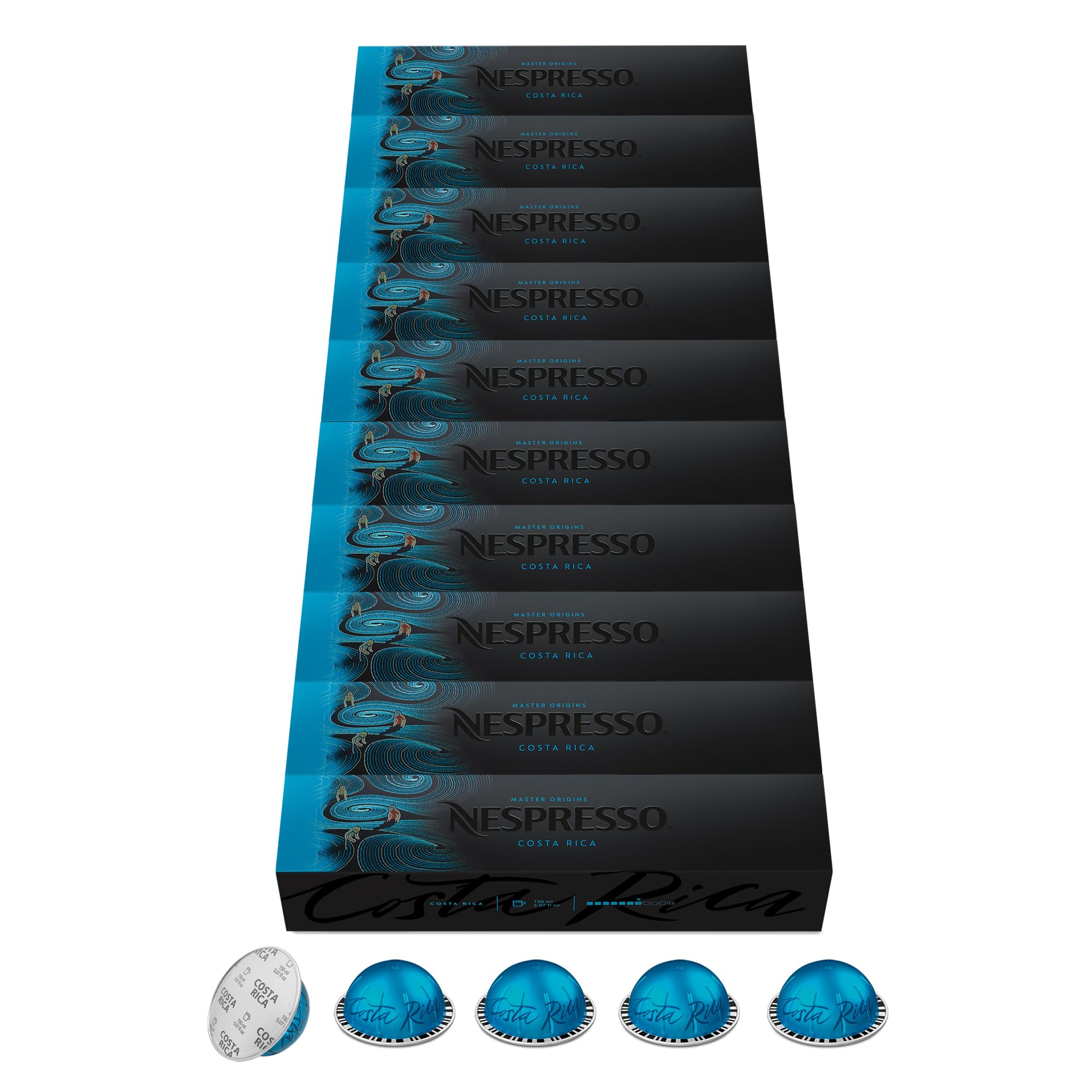 NESPRESSO VERTUO Costa Rica 100 Kaffeekapseln | Arabica Kaffee aus Costa Rica, Mittlere Röstung, Intensität 7, Ideal für Gran Lungo