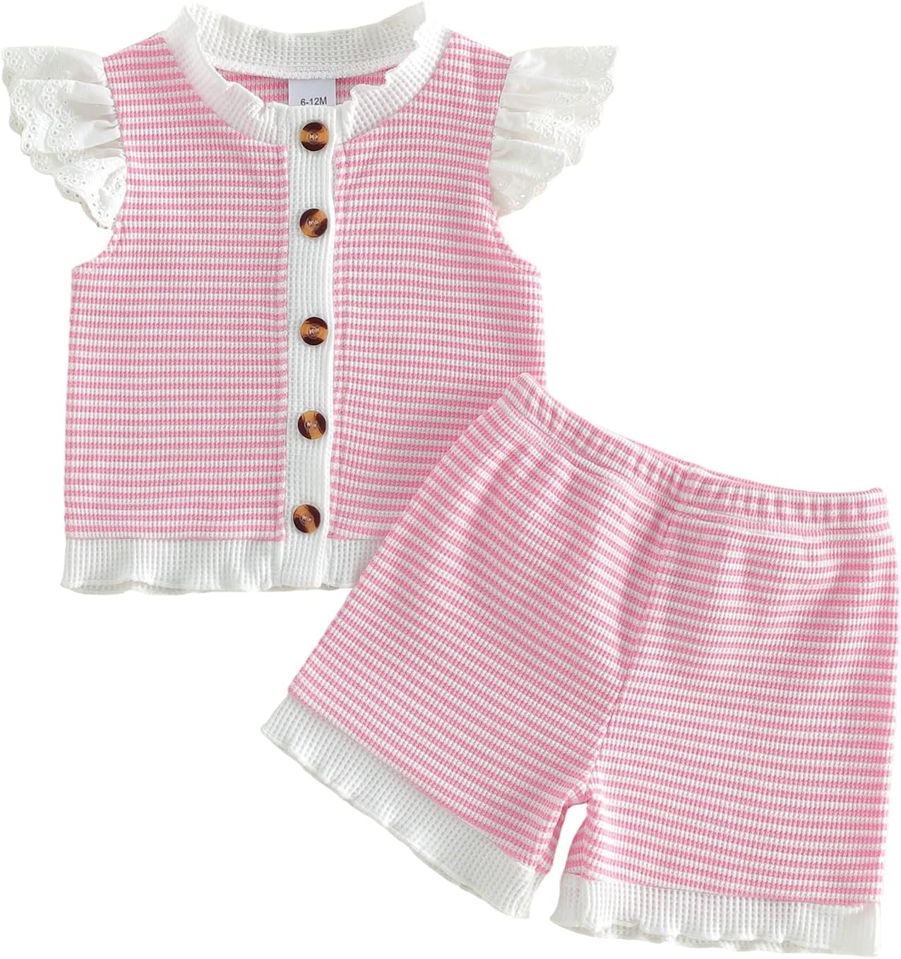 Toddler Baby Girl Linen Outfit Sleeveless Button Vest Tops and Pleated Shorts Summer Clothes Set