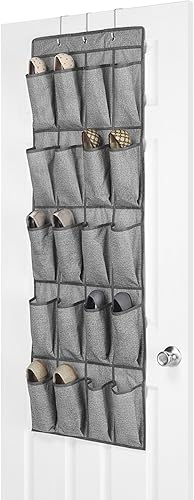 Whitmor Bolsa de zapatos de 20 bolsillos sobre la puerta Crosshatch Gris