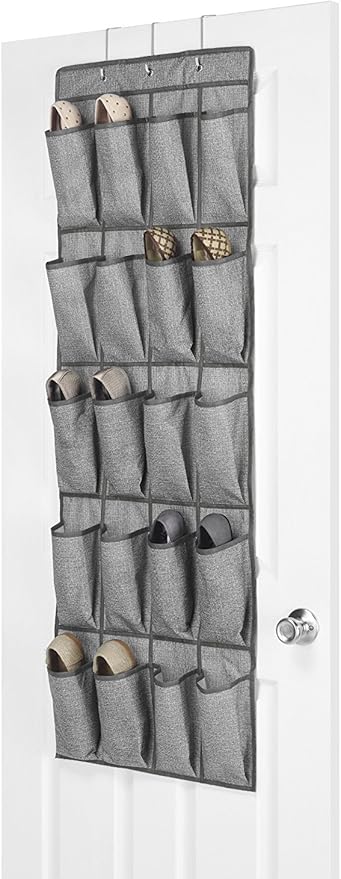 Whitmor 20 Pocket Over the Door Shoe Bag Crosshatch Gray