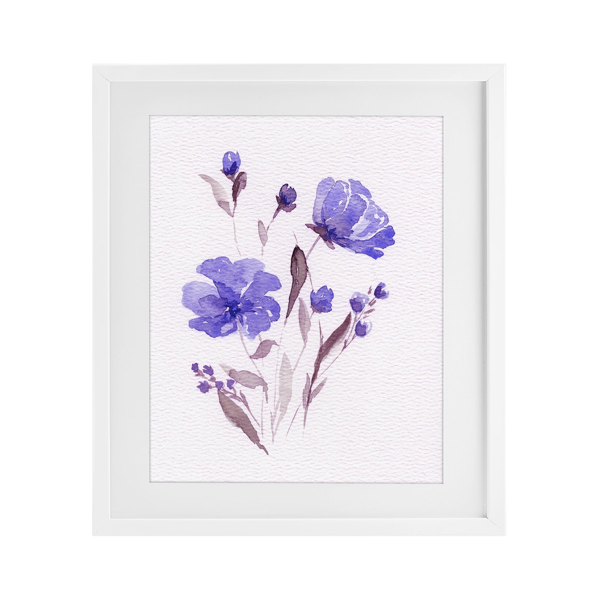 Stupell Industries Watercolor Purple Wildflowers 'Watercolor Purple Flowers', Framed Print Under Glass, White, 17 X 21 Inches, Easy To Hang And Sturdy, Made In Usa, By Leah Noel Art