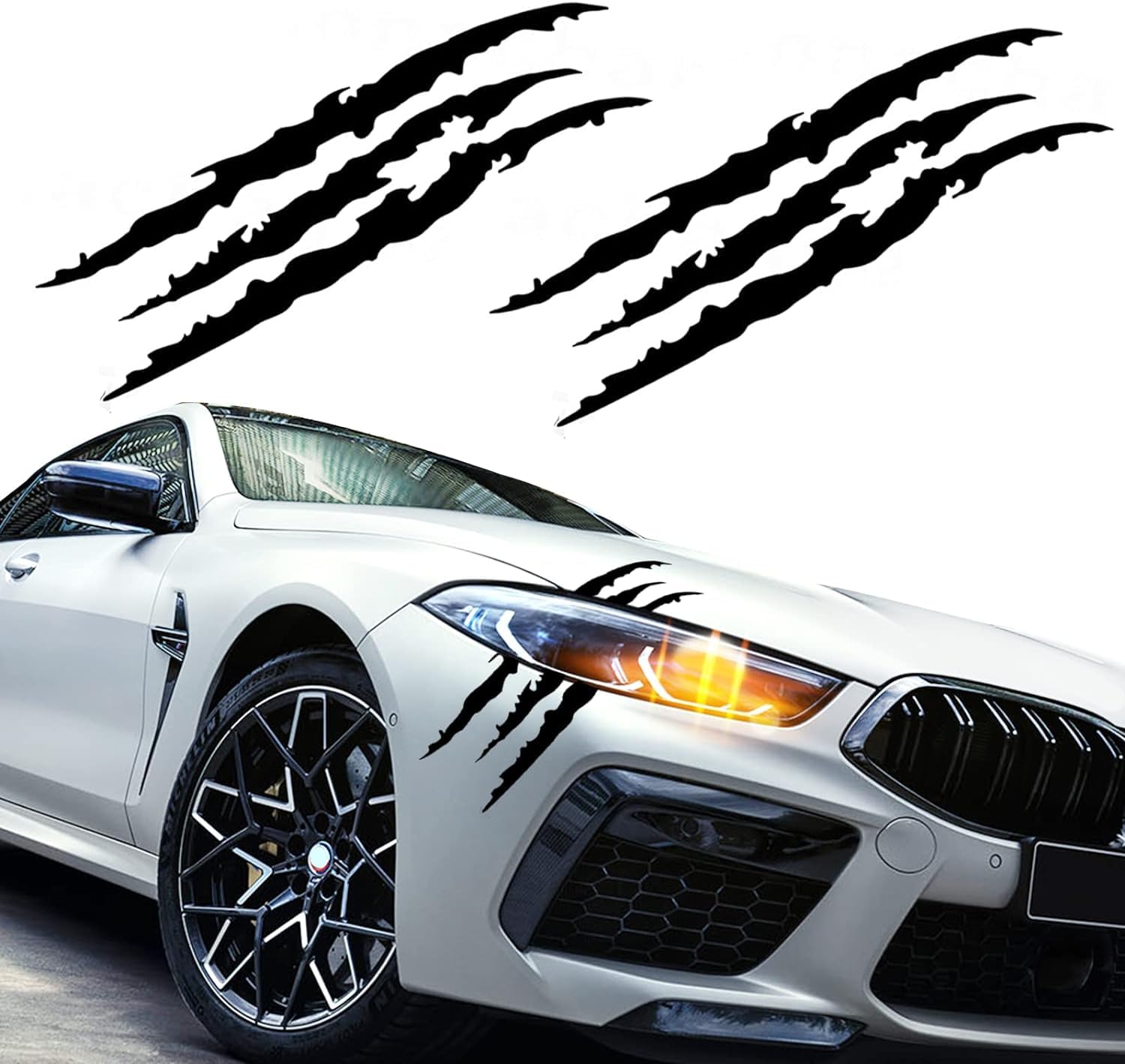 TLDSHOP® - Adesivo per Auto Graffi Artigli - 2 Pezzi Adesivi per Auto a Forma di Graffi Nero - Adesivo Mostro Artigli Segni - Adesivi Auto Tuning Strisce Decorative per Auto (Nero)