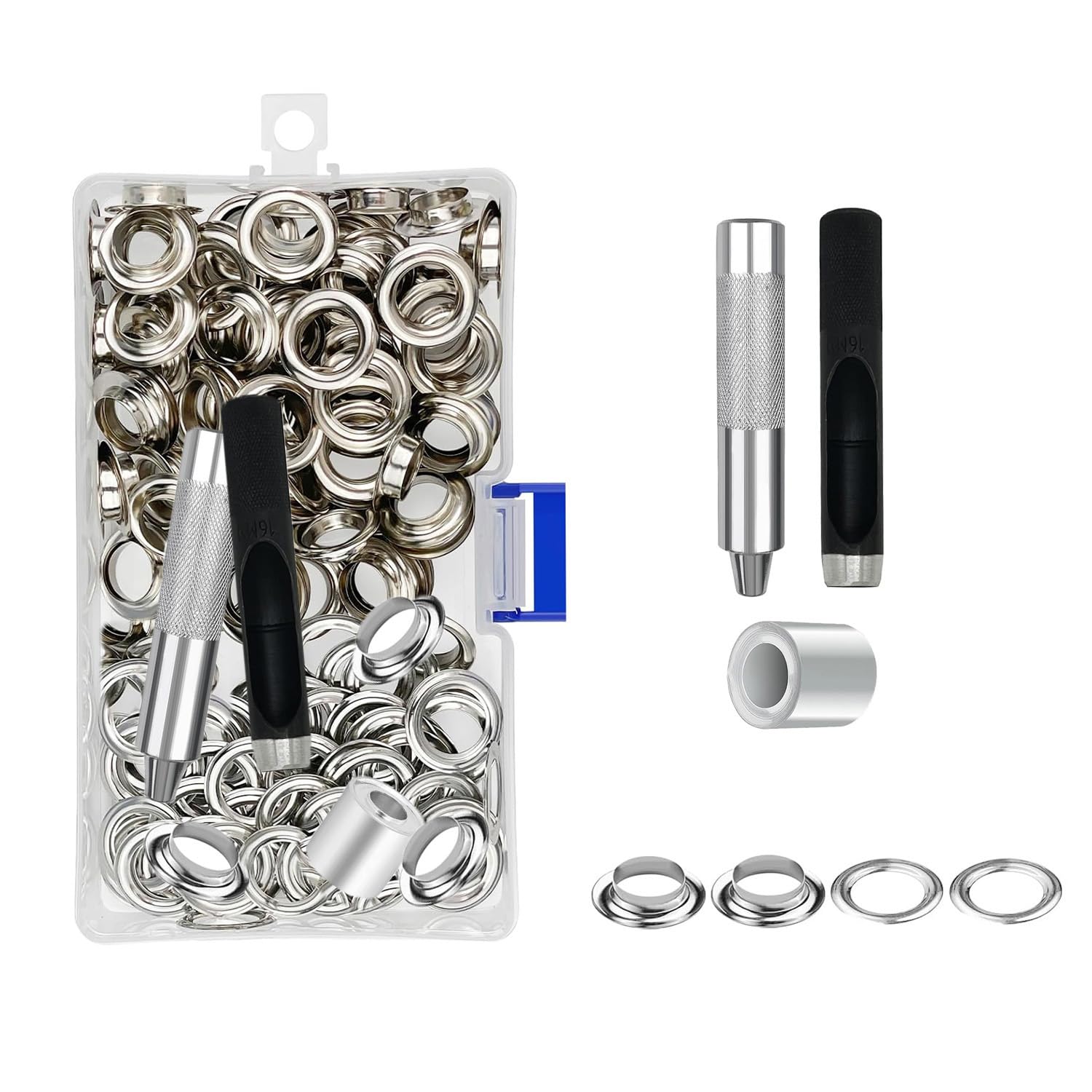 SET DI OCCHIELLI PER TELONI OTTONATI 90 PEZZI (45 COPPIE) DIAMETRO INTERNO 14 Mm