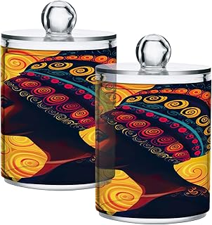 GAIREG African Woman - Paquete de 2 soportes Qtip, organizador de baño y baño, color amarillo y rojo