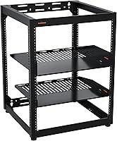 ECHOGEAR 15U Open Frame Wall Mountable Rack for Servers & AV Gear - Vented Shelves, 600lb Capacity, Easy Assembly