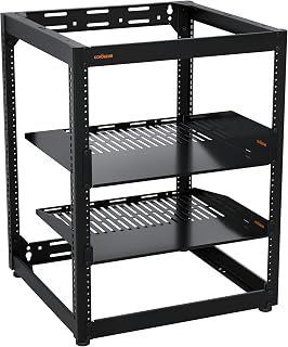 ECHOGEAR 15U Open Frame Wall Mountable Rack for Servers & AV Gear - Vented Shelves, 600lb Capacity, Easy Assembly