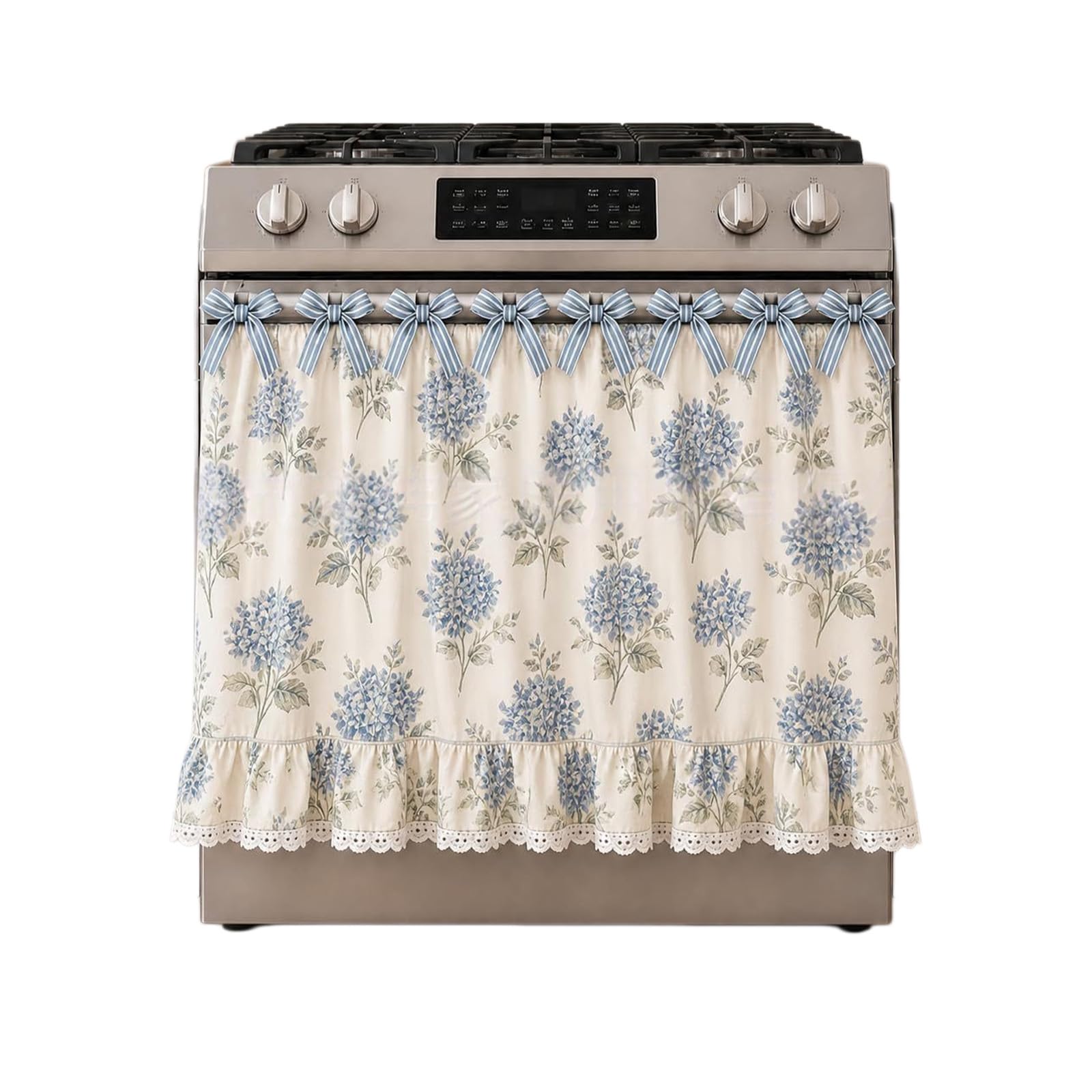 Oxxggkao Oven Dress Curtain with Utility Pocket and Fade Resistant Flower Pattern Stove Skirt for Kitchen Decoration Dishwasher Curtain