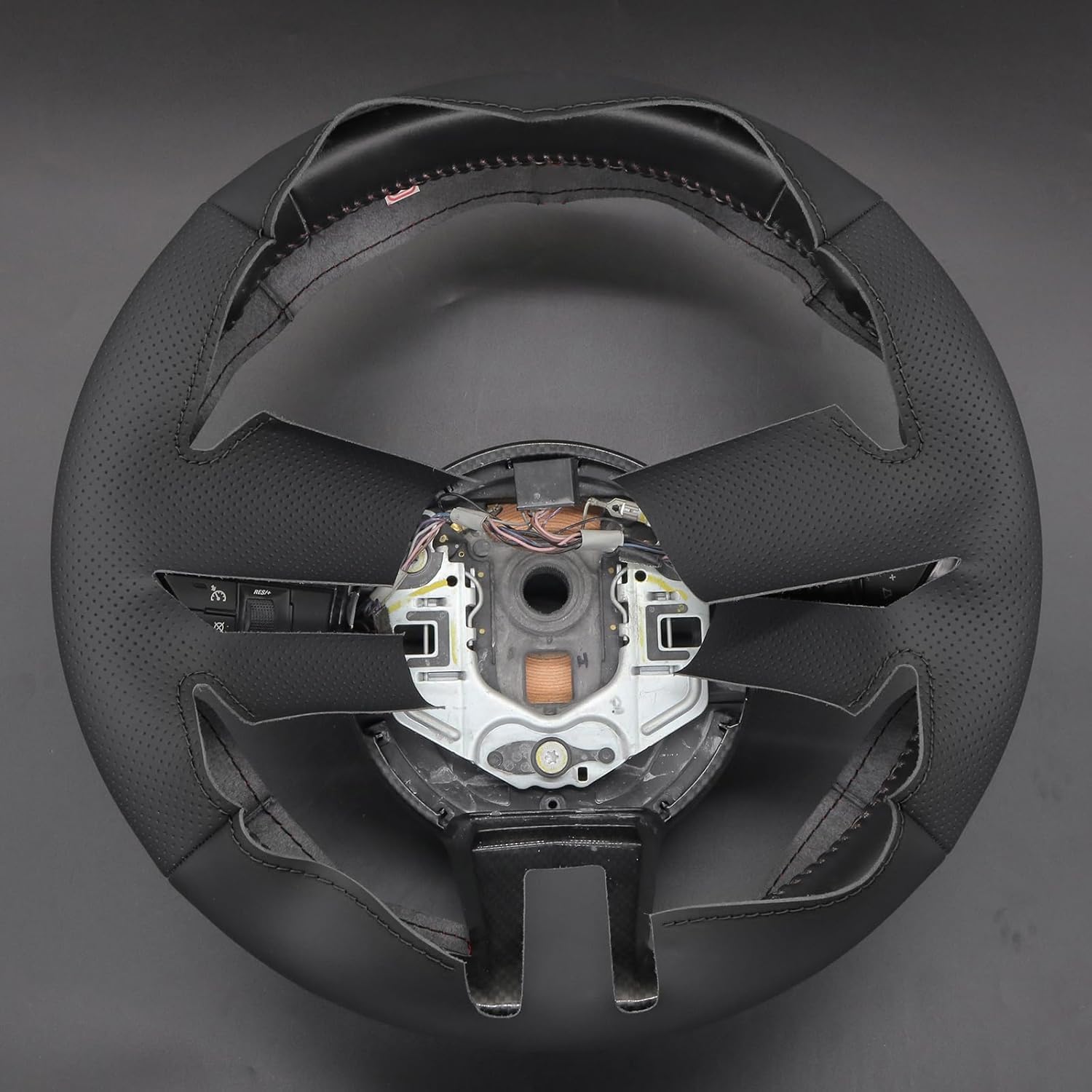 Custom Hand Stitched OEM Black Genuine Leather Steering Wheel Cover for Chevrolet Camaro 2010 2011 2012 2013 Car Interior Accessories