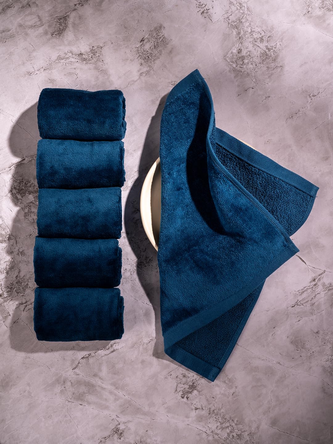 DAMENSCH 100% Cotton Face Towel, Super Soft Gym for Workout, Ultra Absorbent Towel for Women, Quick Dry, Long Lasting Colours Face Towel Set-Nightfall Blue III-picture-10