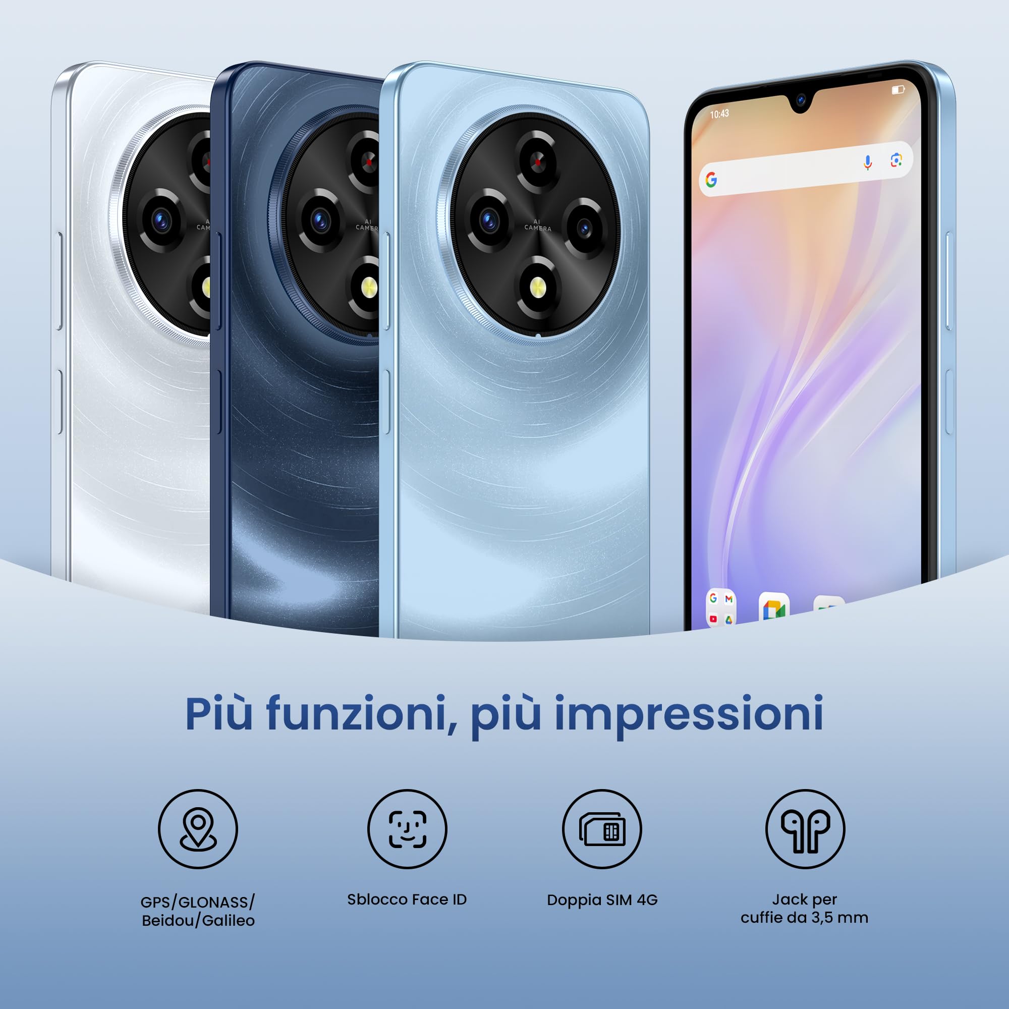 A12 Pro Android 15 Smartphone Libero, 24GB+256GB /TF 1TB, 6.9" HD+Schermo/120Hz Telefono Cellulare, 50MP +8MP Fotocamera, 6500mAh Batterie, 4G Dual SIM/Widevine L1/Face Unlock