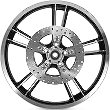 TOFR 21 inch Enforcer Front Wheel Rim Black Cut 21x3.5 Dual Disc For Harley Touring 2009-2023 Electra Glide Ultra Classic Ultra Limited Street Glide Road Glide Road King/W 11.8" Front Rotors Bolts