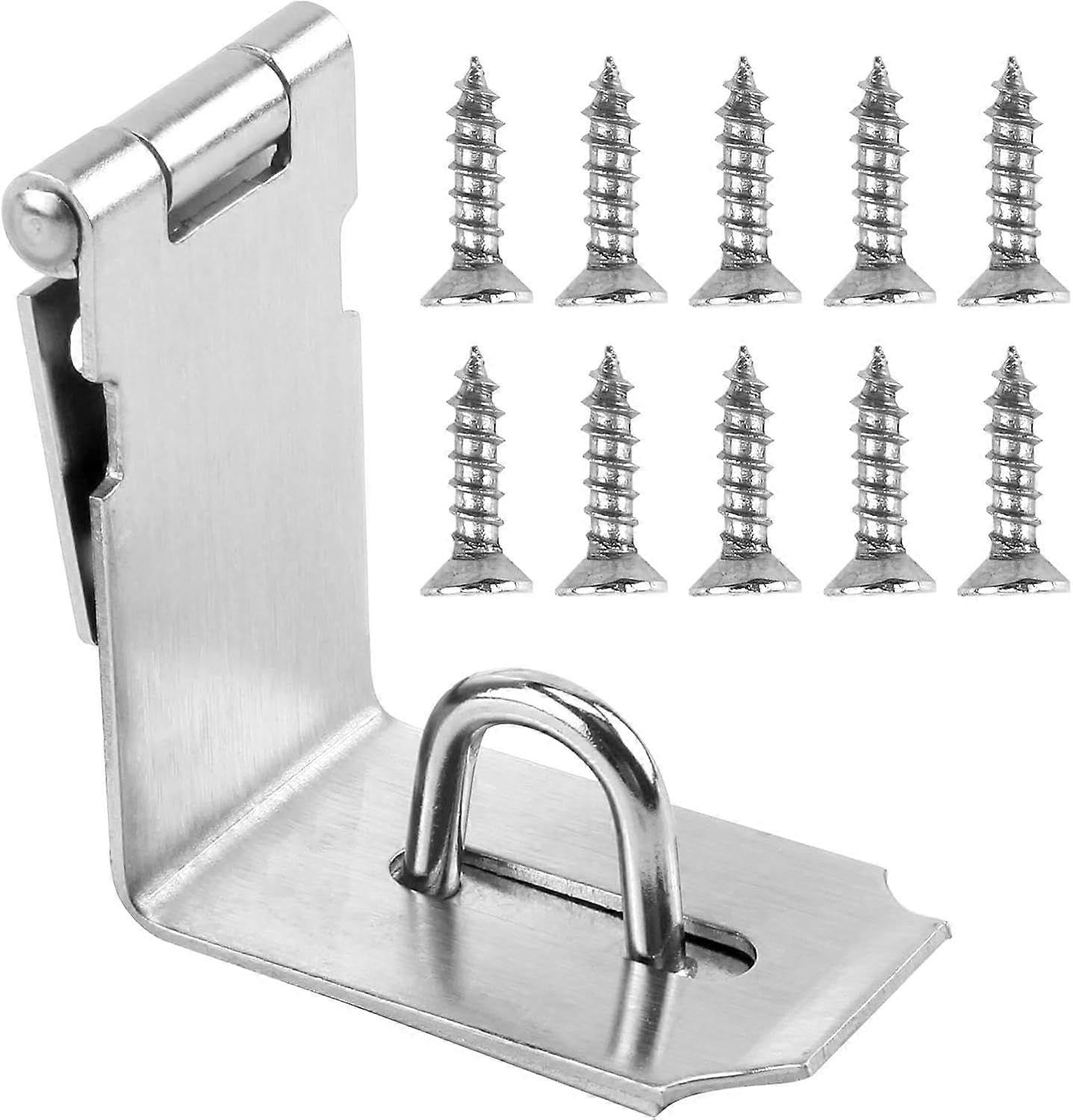 Joyhappst Image Color Sliding Door Lock, Lockable Door Bolt, Heavy Duty Right Angle Hasp, Stainless Steel Security Padlock For Cabinets, Doors And Warehouses