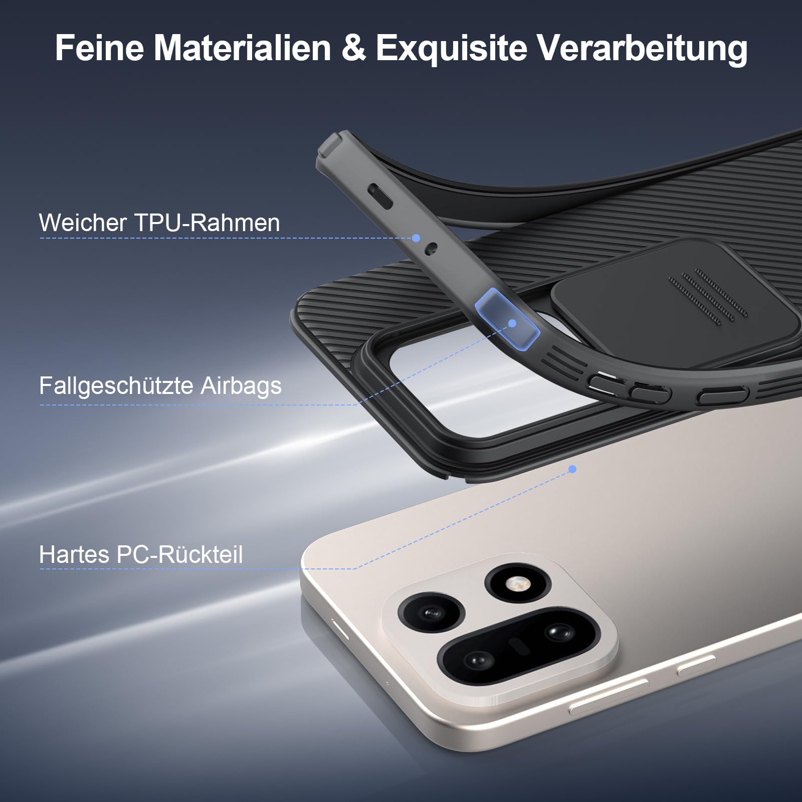 OnePlus 15 5G agnetische Hülle Schetterlings-Rüstung Hohlrau-Wäreableitung PC TPU Handyhülle - Blau