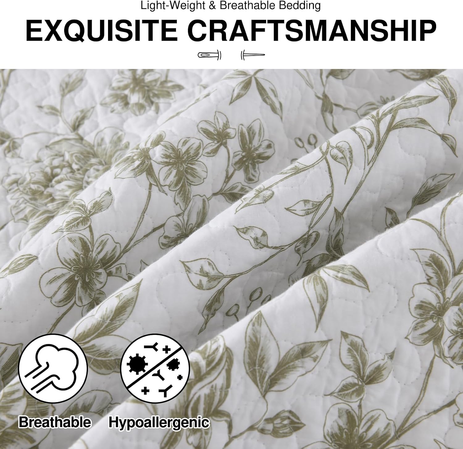 DDUOXIN 102Wx120L Oversized Queen Bedspread - 100% Cotton Vintage Botanical image 5