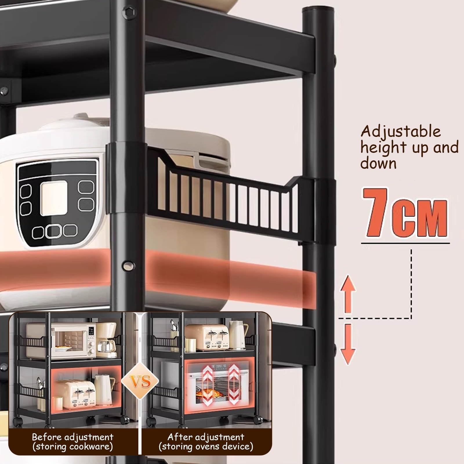 Scaffalatura in metallo resistente a 5 ripiani con ruote girevoli, scaffale versatile per dispensa, camera da letto, lavanderia e armadio