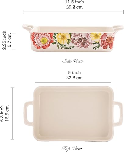 Miniatura 3 de Bico Peony Heaven - Juego de 2 moldes rectangulares grandes y medianos para hornear, para lasaña, cazuela, microondas, lavavajillas y horno