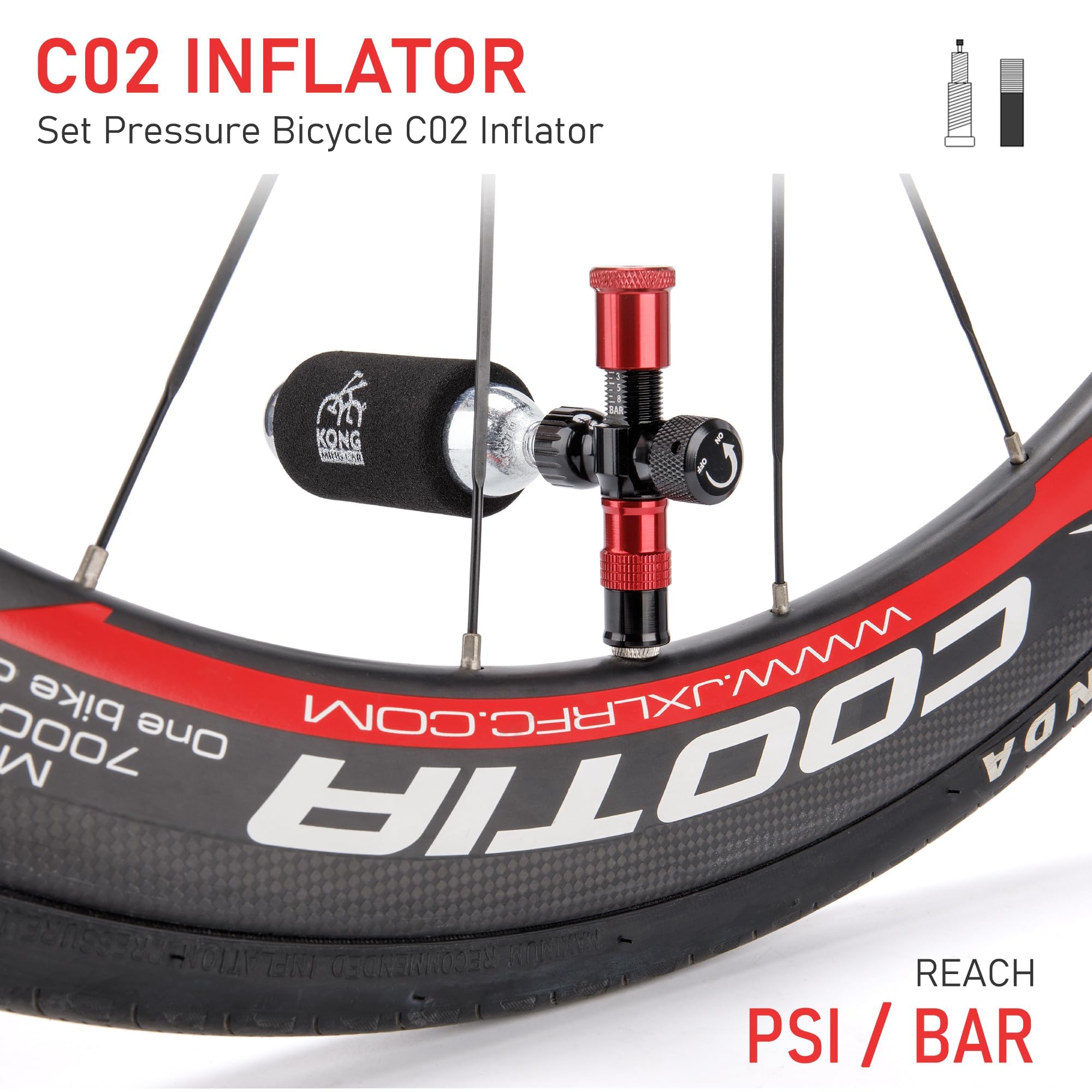Cartouches de CO2 filetées, Cartouches de CO2 16g/25g avec Connexion filetée pour Tous Les gonfleurs de pneus de vélo CO2, Pompe à CO2 pour vélos de Route et de Montagne