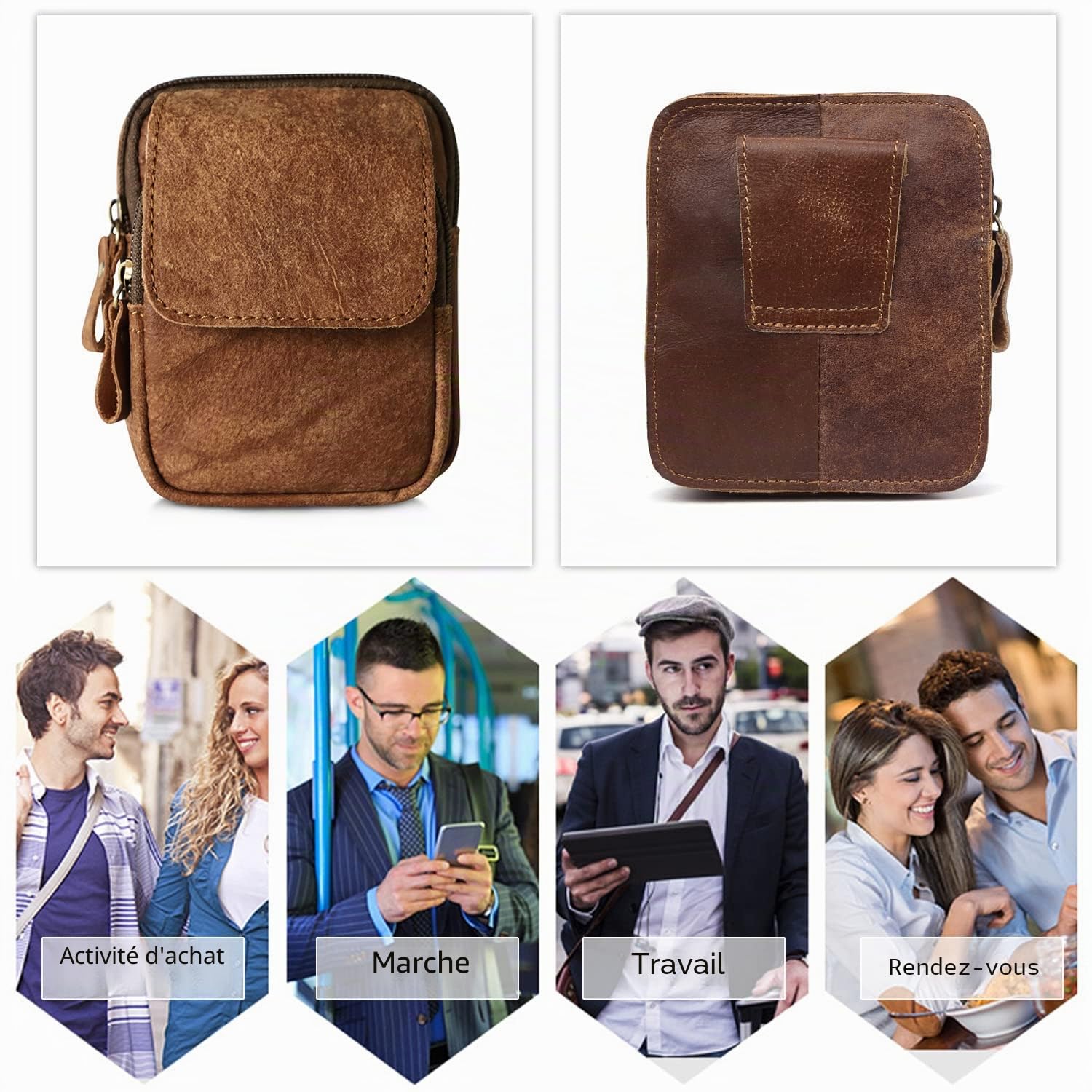 FANDARE Sac de Ceinture Sacoche Ceinture Sac Banane Cuir Sac Multifonctionnel Imperméable pour Sports Escalade Jogging Randonnée Voyage Garçon